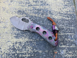 Homer Zhu Custom T-Rex Folder Textured Cloudy Violet Ano Titanium Body w/ Hand Rubbed Sculpted Plain Edge Blade (2.5”) #83/196