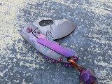 Homer Zhu Custom T-Rex Folder Textured Cloudy Violet Ano Titanium Body w/ Hand Rubbed Sculpted Plain Edge Blade (2.5”) #83/196
