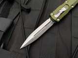 Microtech Dirac OD Green Contoured Aluminum Body w/ Stonewashed Plain Edge Blade (2.92”) 225-10OD