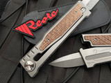 Reate Knives EXO Titanium Burlap Micarta Inlay Body w/ Double Edge Stonewashed Blade (3.75”)