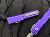 Microtech UTX-70 D/E Distressed Purple Aluminum Body w/ Apocalyptic Double Full Serrated Blade (2.42”) 147-D12PU