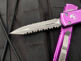 Microtech UTX-70 D/E Distressed Violet Aluminum Body w/ Apocalyptic Double Full Serrated Blade (2.42”) 147-D12DVI