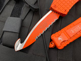 Microtech Combat Troodon Rescue Blaze Orange Delta Pattern Body w/ Blaze Orange Full Serrated Rescue Blade (3.75”) 601-3CORHS