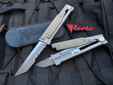 Reate Knives EXO Titanium Green Micarta Inlay w/ Stonewashed Tanto Partially Serrated Blade (3.75”)