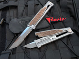 Reate Knives EXO Titanium Burlap Micarta Inlay w/ Stonewashed Tanto Edge Partially Serrated Blade (3.75”)