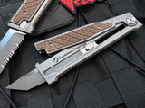 Reate Knives EXO Titanium Burlap Micarta Inlay w/ Stonewashed Tanto Edge Partially Serrated Blade (3.75”)