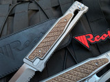 Reate Knives EXO Titanium Burlap Micarta Inlay w/ Stonewashed Drop Point Partially Serrated Blade (3.75”)
