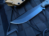 WelMade Knives Legion Fixed Blade Black Micarta Scales w/ Blue Titanium Hardware and Black PVD Plain Edge Blade (5.25”)