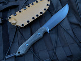 WelMade Knives Legion Fixed Blade Black Micarta Scales w/ Blue Titanium Hardware and Black PVD Plain Edge Blade (5.25”)