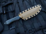 WelMade Knives Legion Fixed Blade Black Micarta Scales w/ Blue Titanium Hardware and Black PVD Plain Edge Blade (5.25”)