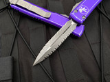 Microtech Ultratech D/E Distressed Purple Aluminum Body w/ Apocalyptic Double Full Serrated Blade (3.4”) 122-D12DPU