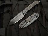 Microtech Anax T/E Integral Folder Full DLC Titanium Carbon Fiber Inlaid Body w/ DLC Full Serrated Blade (3.69”) 191C-3DLCTCFITI