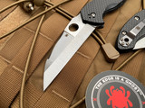 Spyderco Canis Compression Lock Folder Black G10/Carbon Fiber Body w/ S30V Satin Finished Plain Edge Wharncliffe Blade (3.36”) C248CFP