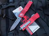 Microtech Combat Troodon T/E Red Distressed Aluminum Body w/ Apocalyptic Plain Edge Blade (3.8”) 144-10DRD