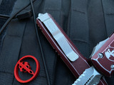 Microtech Ultratech D/E Distressed Merlot Aluminum Body w/ Apocalyptic Double Full Serrated Blade ( 3.4”) 122-D12DMR