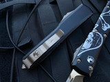 Microtech Ultratech S/E Deathcard Edition Aluminum Body w/ Bronzed Apocalyptic Plain Edge Blade (3.4”) 121-13DCS