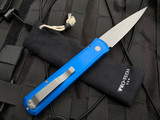 Pro-Tech Godfather Italian Style Auto Folder Blue Aluminum Body w/ Bead Blast Plain Edge Blade (4”) 920-BLUE