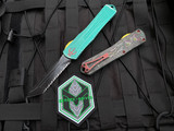 Heretic Knives Manticore X T/E Bounty Hunter Green Pattern Aluminum Body and Camo Carbon Backcover w/ Magnacut Battleworn Full Serrated Blade (3.7”) H031-8C-BOUNTY