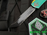 Heretic Knives Manticore X T/E Bounty Hunter Green Pattern Aluminum Body and Camo Carbon Backcover w/ Magnacut Battleworn Full Serrated Blade (3.7”) H031-8C-BOUNTY
