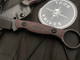 Toor Knives Serpent Black/Red Diamondback Textured G10 Handle w/ CPM3V Black Partially Serrated Tanto Blade (3.75”)
