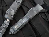 Microtech Ultratech D/E Signature Series Urban Camo Cerakote Aluminum Body w/ Urban Camo Cerakote Plain Edge Blade (3.4”) 122-1UCS