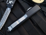 Microtech Ultratech D/E Black Aluminum Body w/ Apocalyptic Double Full Serrated Blade (3.4”) 122-D12AP