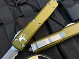 Microtech Ultratech T/E OD Green Aluminum Body w/ Apocalyptic Full Serrated Blade (3.4”) 123-12APOD