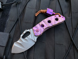 Homer Zhu Custom T-Rex Pink/Violet Sculpted Titanium Body w/ Hand Rubbed Sculpted Plain Edge Blade (2.5”) #354