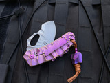 Homer Zhu Custom T-Rex Pink/Violet Sculpted Titanium Body w/ Hand Rubbed Sculpted Plain Edge Blade (2.5”) #354
