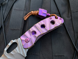 Homer Zhu Custom T-Rex Pink/Violet Sculpted Titanium Body w/ Hand Rubbed Sculpted Plain Edge Blade (2.5”) #354
