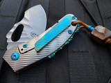 Homer Zhu Custom T-Rex Textured Titanium Body w/ S35VN Hand Rubbed Sculpted Plain Edge Blade (2.5”) #99/198