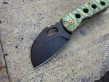 Homer Zhu Custom Parrot Folder Green/Yellow Scuplted Titanium Body w/ Blackwashed Plain Edge Blade (2.7”) #100