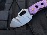 Homer Zhu Custom T-Rex Pink/Violet Sculpted Titanium Body w/ Hand Rubbed Sculpted Plain Edge Blade (2.5”) #355