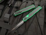 Heretic Knives Cleric II D/E Green Aluminum Body w/ Stainless Steel Black Bubble Inlay and Magnacut Black Blade (4.25”) H020-10A-GRN