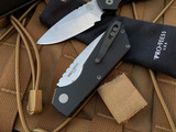 Pro-Tech Strider PT+ Auto Folder Black Aluminum Body w/ Magnacut Stonewashed Plain Edge Blade (3.06") PT201
