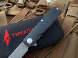Terrain365 Otter Flip-AT Carbon Fiber Scales w/ Terravantium Matte Finish Plain Edge Blade (3”) 10710