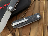 Terrain365 Otter Flip-AT Carbon Fiber Scales w/ Terravantium Matte Finish Plain Edge Blade (3”) 10710