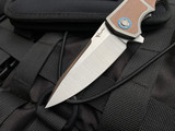 Reate Mini Crossroads Limited Edition Titanium Body w/ Brown Micarta Inlays and M390 Satin Plain Edge Blade (3.3”)