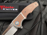Reate Mini Crossroads Limited Edition Titanium Body w/ Brown Micarta Inlays and M390 Satin Plain Edge Blade (3.3”)