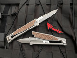 Reate Knives EXO Titanium Burlap Micarta Inlay w/ Stonewashed Double Edge Partially Serrated Blade (3.75”)