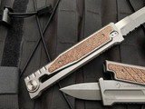 Reate Knives EXO Titanium Burlap Micarta Inlay w/ Stonewashed Double Edge Partially Serrated Blade (3.75”)
