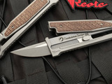 Reate Knives EXO Titanium Burlap Micarta Inlay w/ Stonewashed Single Edge Plain Edge Blade (3.75”)