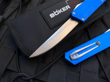 Boker Plus Kwaiken Auto OTF Blue Aluminum Body w/ Satin Plain Edge Blade (3.19”) 06EX550