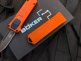 Boker Plus USB Auto OTF Orange Aluminum Body w/ Blackwashed Plain Edge Blade (1.7”) 06EX275SOI