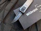 Boker Plus USB Auto OTF Gray/Green Aluminum Body w/ Blackwashed Plain Edge Blade (1.7”) 06EX276