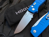 Hogue Ballista Auto Folder Blue Aluminum Body w/ Stonewashed Plain Edge Blade (3.5”) 64133