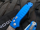 Hogue Ballista Auto Folder Blue Aluminum Body w/ Stonewashed Plain Edge Blade (3.5”) 64133