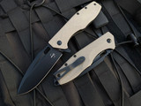 Boker Plus Caracal Flipper Tan G10 Scales w/ D2 Black Plain Edge Blade (3.43”) 01BO759