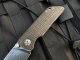 Boker M4 Sherman Brown Burlap Micarta Body w/ Sherman Tank Ladder Damascus Plain Edge Blade (3.03”) 110662DAM