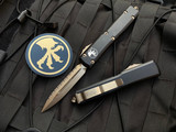 Microtech Ultratech D/E Black Aluminum Body w/ Bronzed Full Serrated Blade (3.4”) 122-15